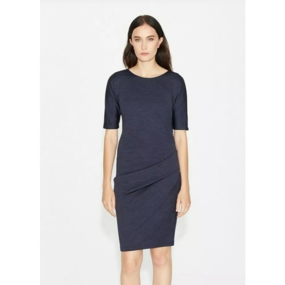 Halston Heritage Ponte Side Pleat Dress